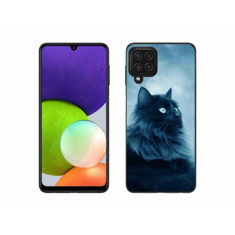 Gelový obal mmCase na mobil Samsung Galaxy A22 4G - černá kočka 1