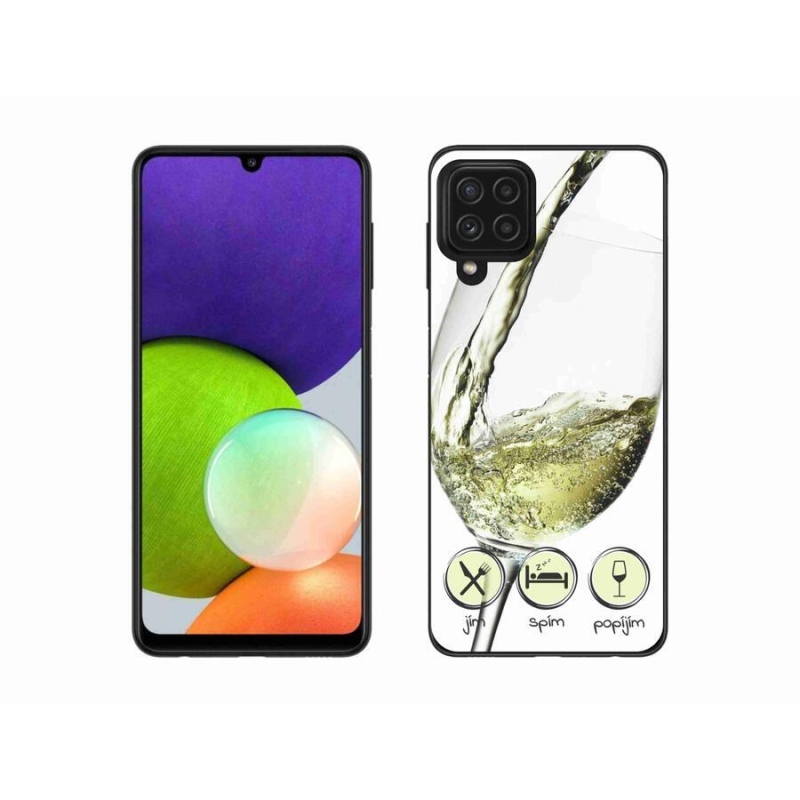 Gelový obal mmCase na mobil Samsung Galaxy A22 4G - sklenička vína bílé