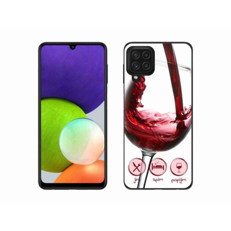 Gelový obal mmCase na mobil Samsung Galaxy A22 4G - sklenička vína červené