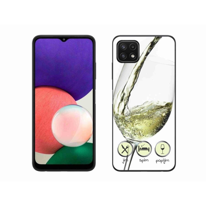 Gelový obal mmCase na mobil Samsung Galaxy A22 5G - sklenička vína bílé