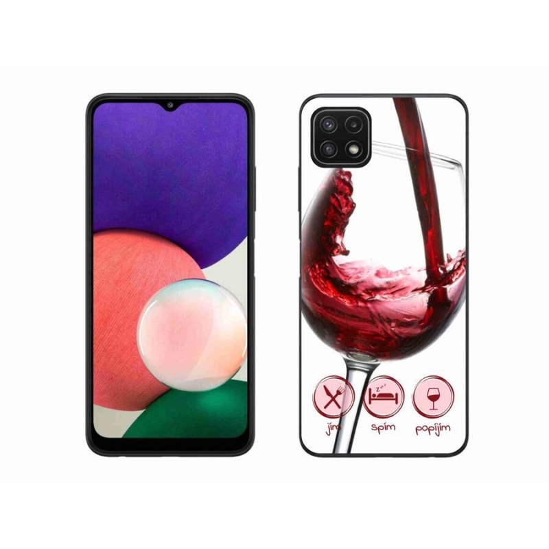 Gelový obal mmCase na mobil Samsung Galaxy A22 5G - sklenička vína červené
