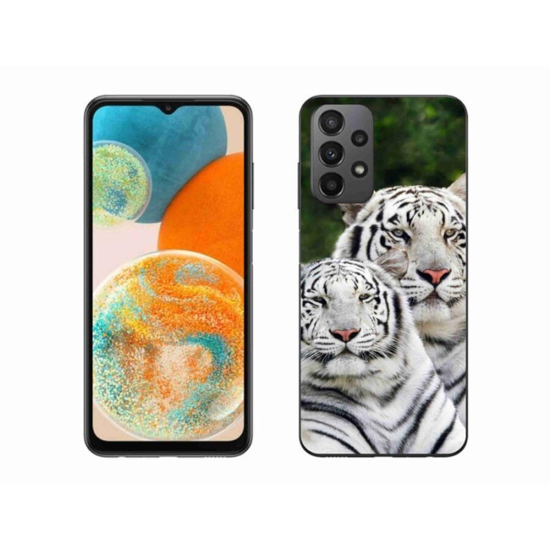 Gelový obal mmCase na mobil Samsung Galaxy A23 4G/5G - bílí tygři