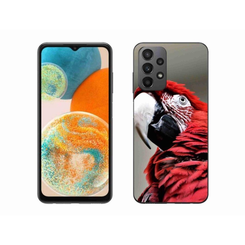 Gelový obal mmCase na mobil Samsung Galaxy A23 4G/5G - papoušek ara červený