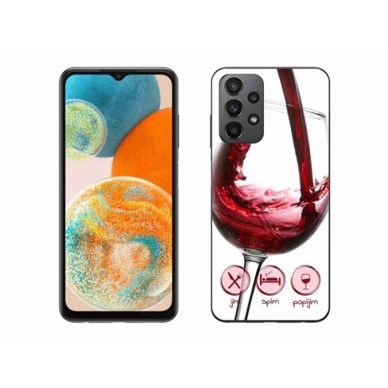 Gelový obal mmCase na mobil Samsung Galaxy A23 4G/5G - sklenička vína červené