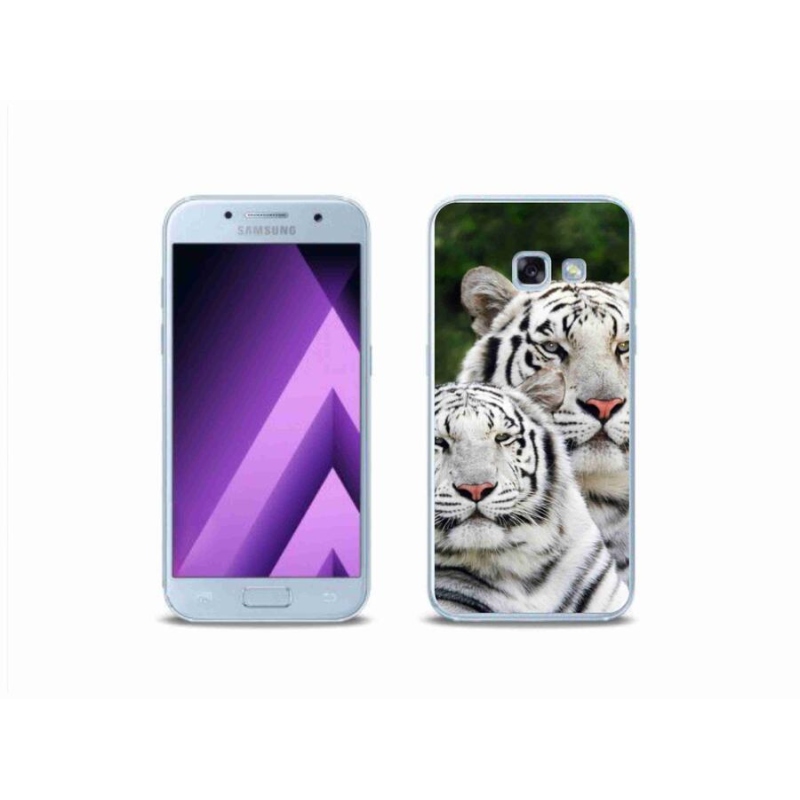 Gelový obal mmCase na mobil Samsung Galaxy A3 (2017) - bílí tygři