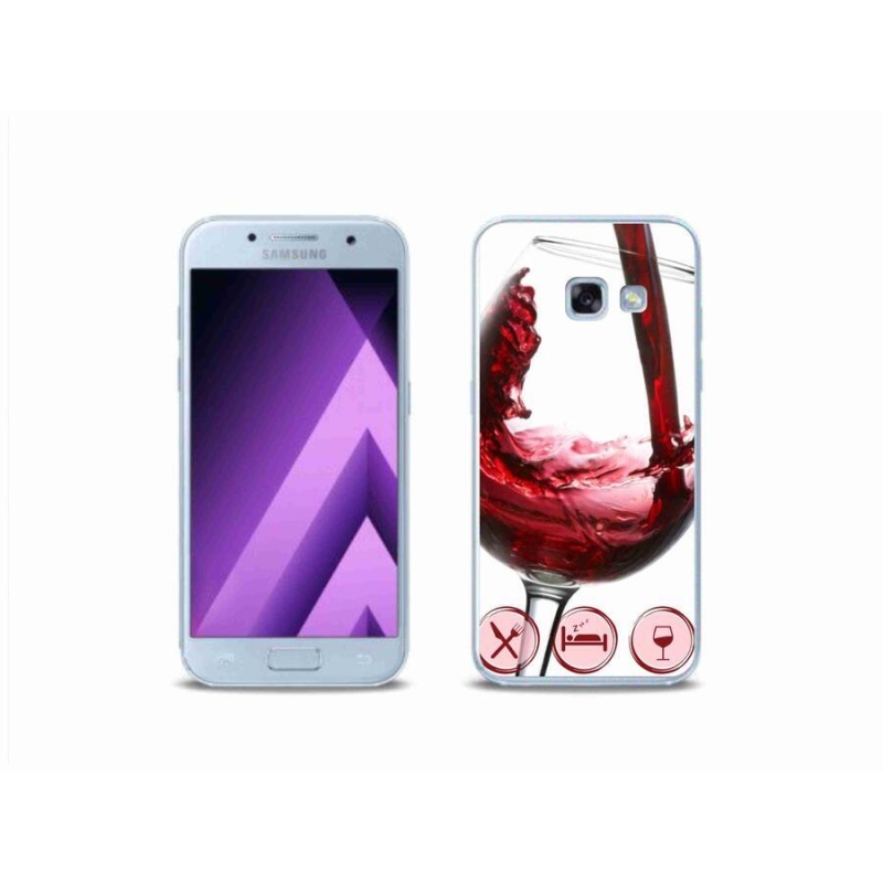 Gelový obal mmCase na mobil Samsung Galaxy A3 (2017) - sklenička vína červené