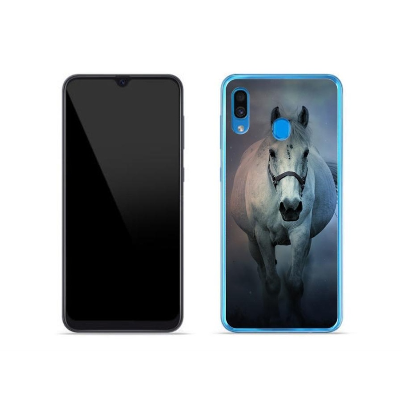 Gelový obal mmCase na mobil Samsung Galaxy A30 - běžící bílý kůň
