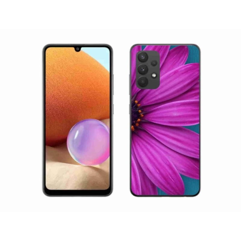 Gelový obal mmCase na mobil Samsung Galaxy A32 4G - fialová kopretina