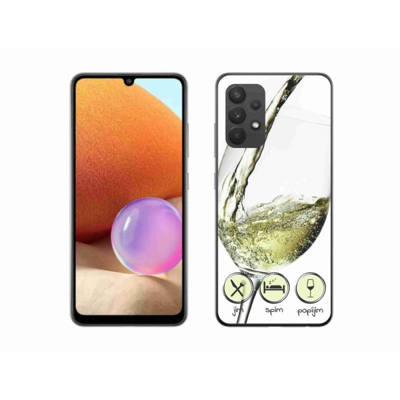 Gelový obal mmCase na mobil Samsung Galaxy A32 4G - sklenička vína bílé