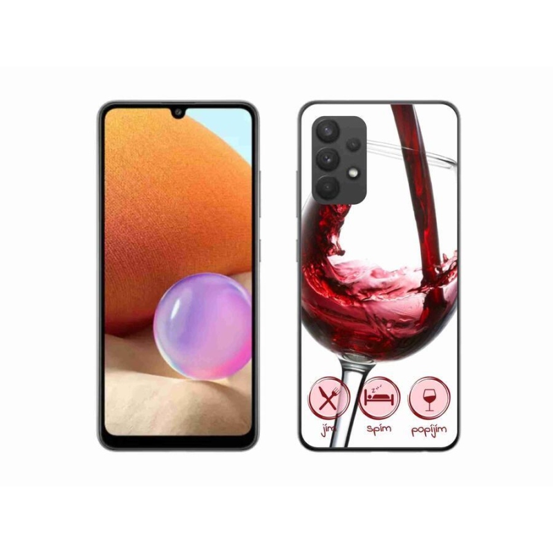 Gelový obal mmCase na mobil Samsung Galaxy A32 4G - sklenička vína červené