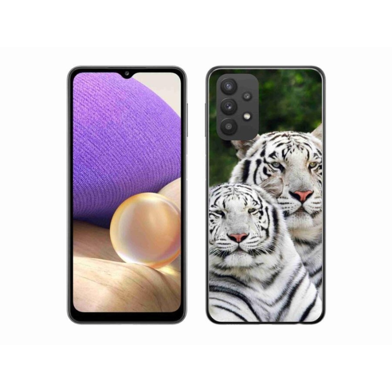 Gelový obal mmCase na mobil Samsung Galaxy A32 5G - bílí tygři