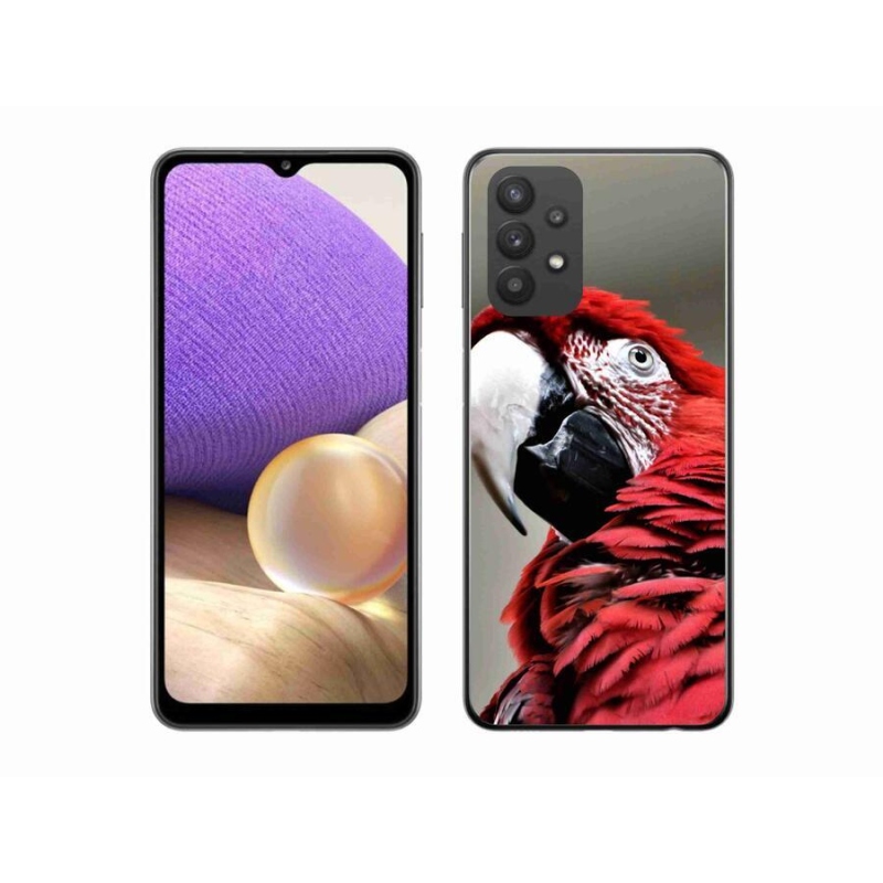 Gelový obal mmCase na mobil Samsung Galaxy A32 5G - papoušek ara červený