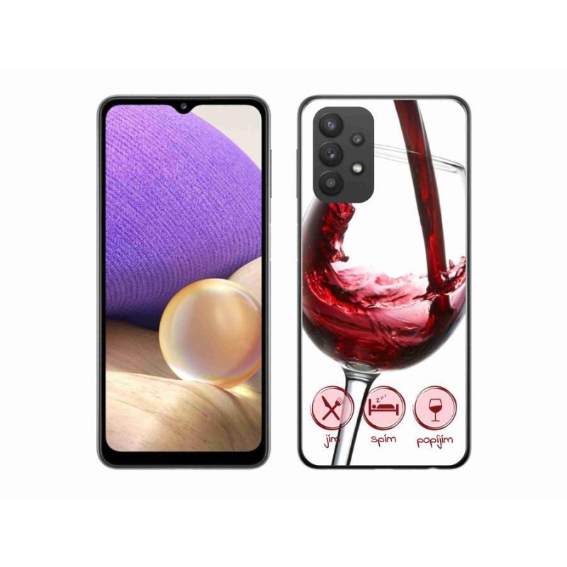 Gelový obal mmCase na mobil Samsung Galaxy A32 5G - sklenička vína červené