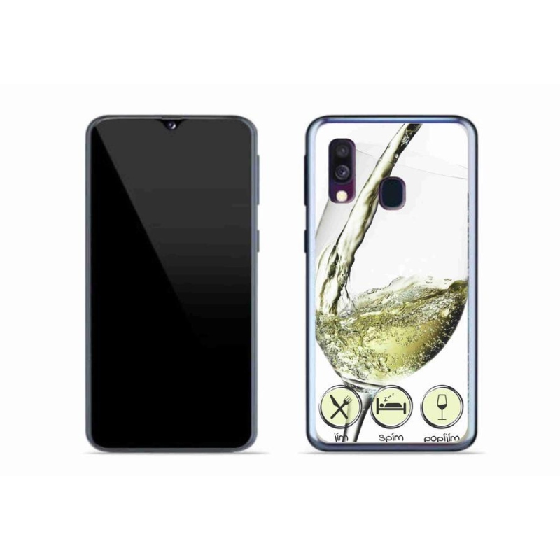 Gelový obal mmCase na mobil Samsung Galaxy A40 - sklenička vína bílé