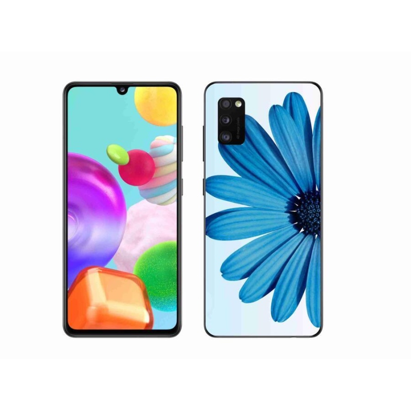 Gelový obal mmCase na mobil Samsung Galaxy A41 - modrá kopretina