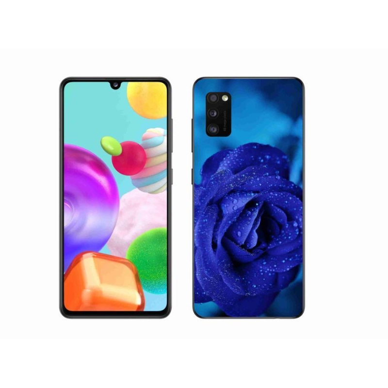 Gelový obal mmCase na mobil Samsung Galaxy A41 - modrá růže