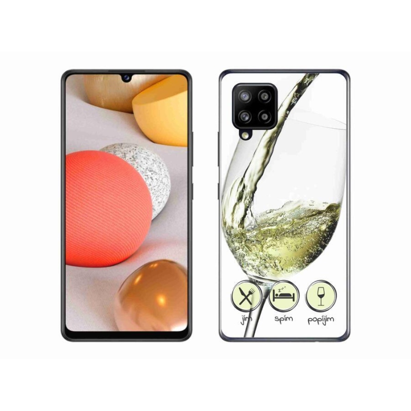 Gelový obal mmCase na mobil Samsung Galaxy A42 5G - sklenička vína bílé