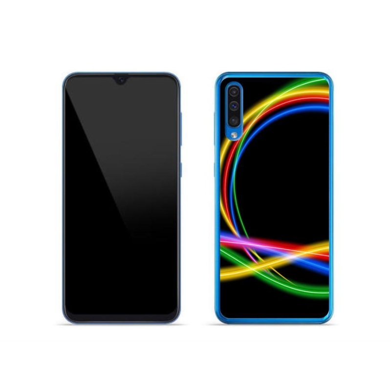 Gelový obal mmCase na mobil Samsung Galaxy A50 - neonové kruhy