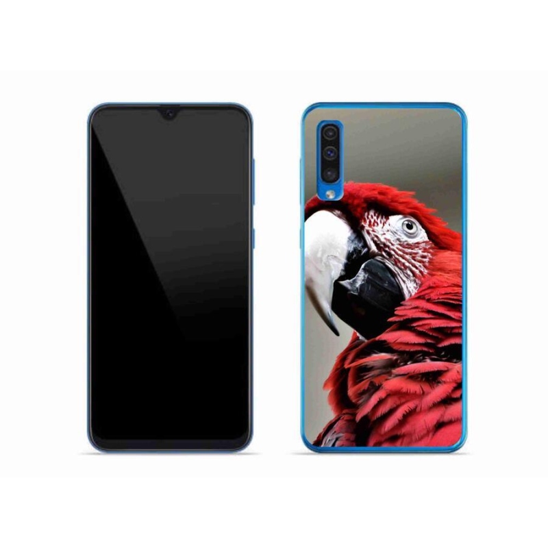 Gelový obal mmCase na mobil Samsung Galaxy A50 - papoušek ara červený