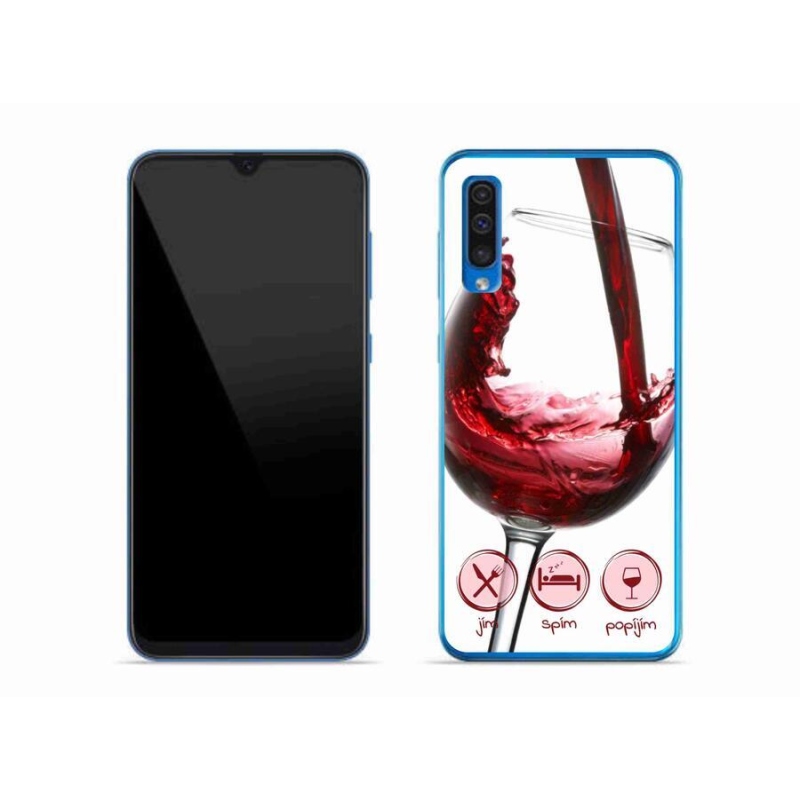 Gelový obal mmCase na mobil Samsung Galaxy A50 - sklenička vína červené