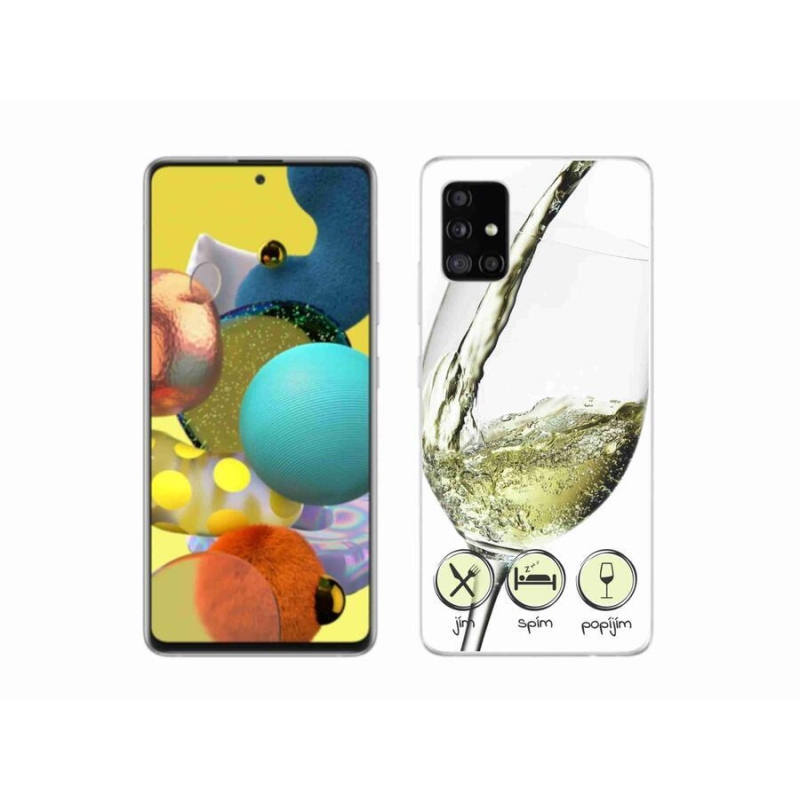 Gelový obal mmCase na mobil Samsung Galaxy A51 5G - sklenička vína bílé