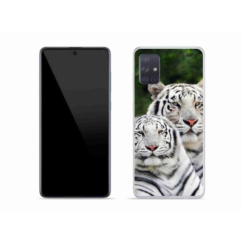 Gelový obal mmCase na mobil Samsung Galaxy A51 - bílí tygři