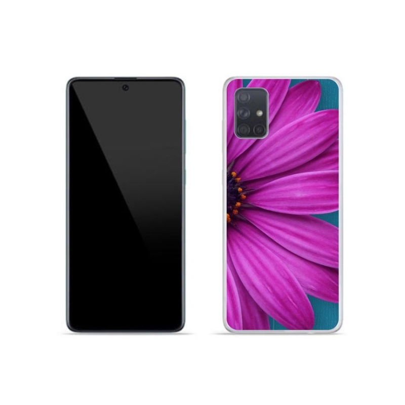 Gelový obal mmCase na mobil Samsung Galaxy A51 - fialová kopretina