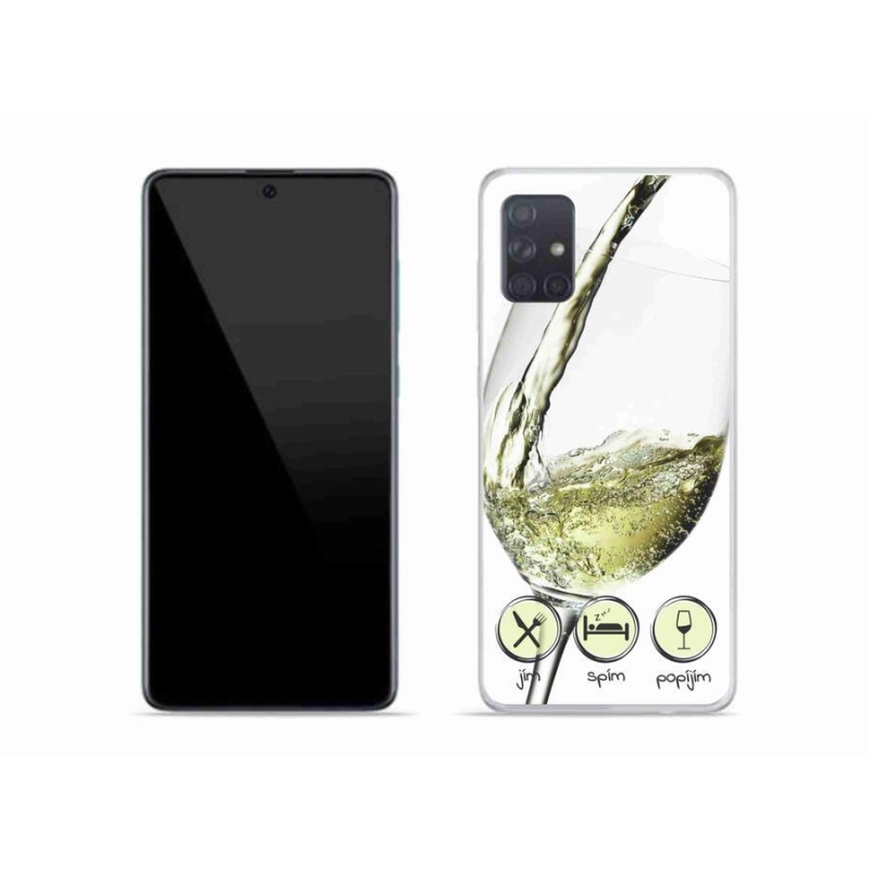 Gelový obal mmCase na mobil Samsung Galaxy A51 - sklenička vína bílé