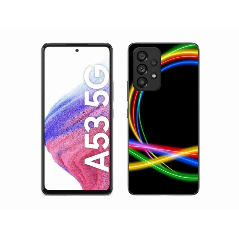 Gelový obal mmCase na mobil Samsung Galaxy A53 5G - neonové kruhy