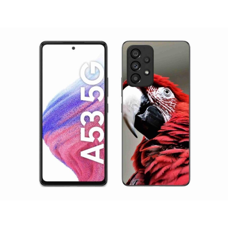 Gelový obal mmCase na mobil Samsung Galaxy A53 5G - papoušek ara červený