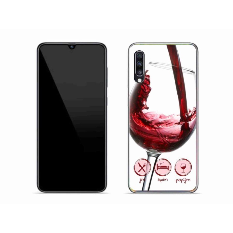 Gelový obal mmCase na mobil Samsung Galaxy A70 - sklenička vína červené