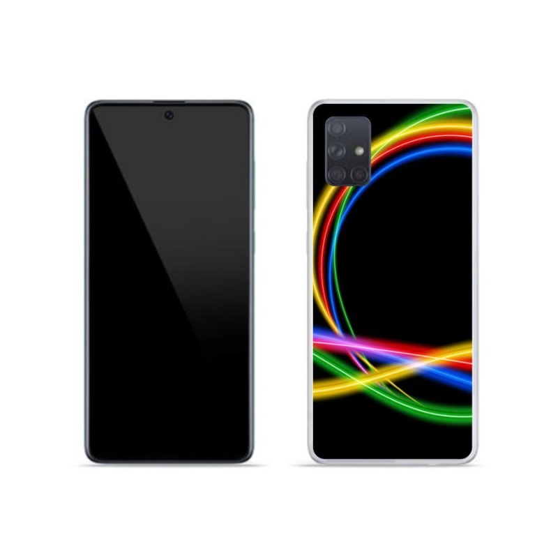 Gelový obal mmCase na mobil Samsung Galaxy A71 - neonové kruhy