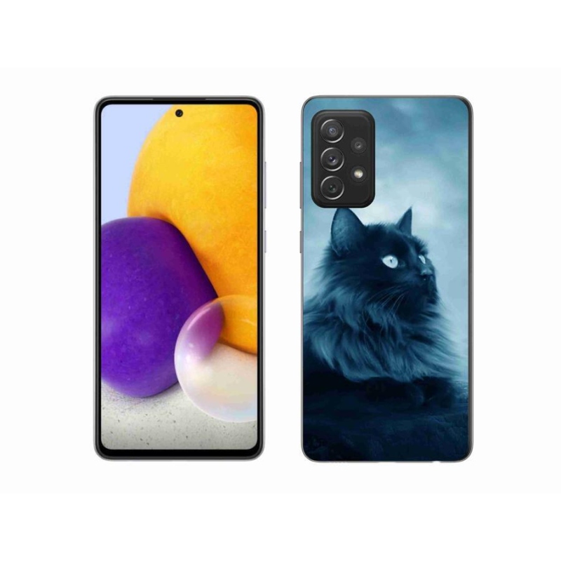 Gelový obal mmCase na mobil Samsung Galaxy A72/A72 5G - černá kočka 1