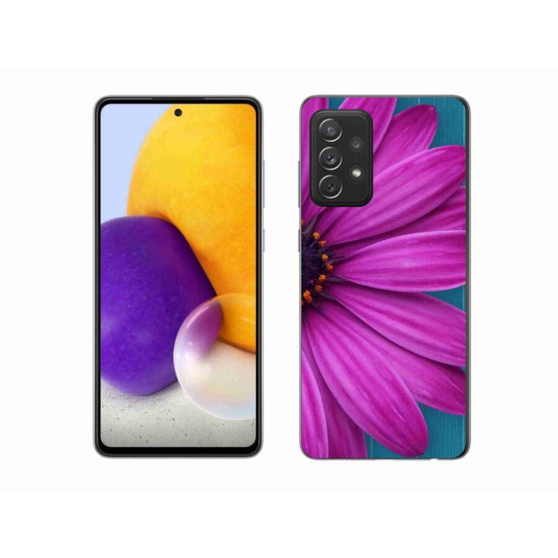Gelový obal mmCase na mobil Samsung Galaxy A72/A72 5G - fialová kopretina