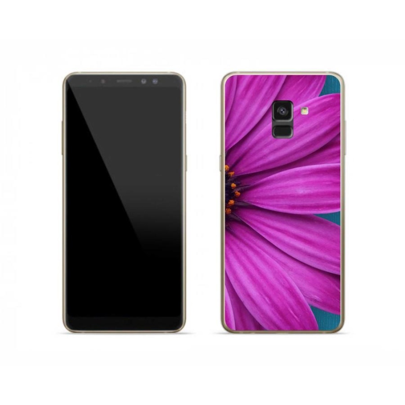 Gelový obal mmCase na mobil Samsung Galaxy A8 (2018) - fialová kopretina