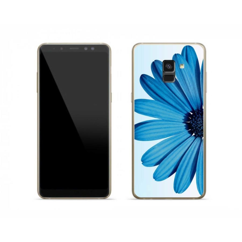 Gelový obal mmCase na mobil Samsung Galaxy A8 (2018) - modrá kopretina