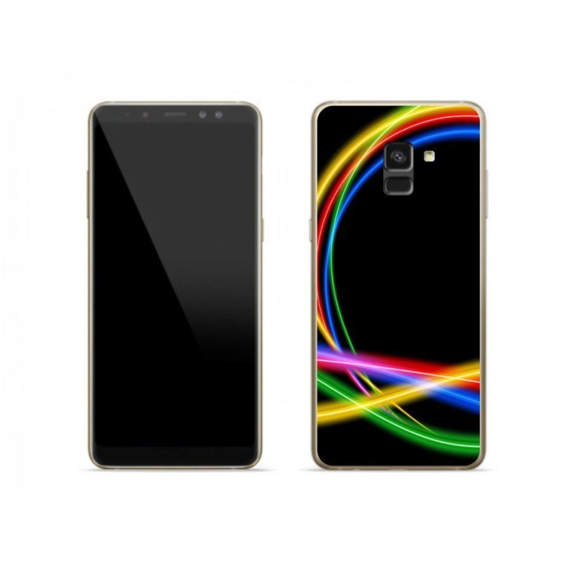 Gelový obal mmCase na mobil Samsung Galaxy A8 (2018) - neonové kruhy