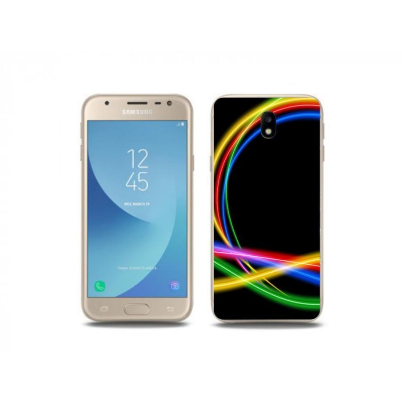Gelový obal mmCase na mobil Samsung Galaxy J3 (2017) - neonové kruhy