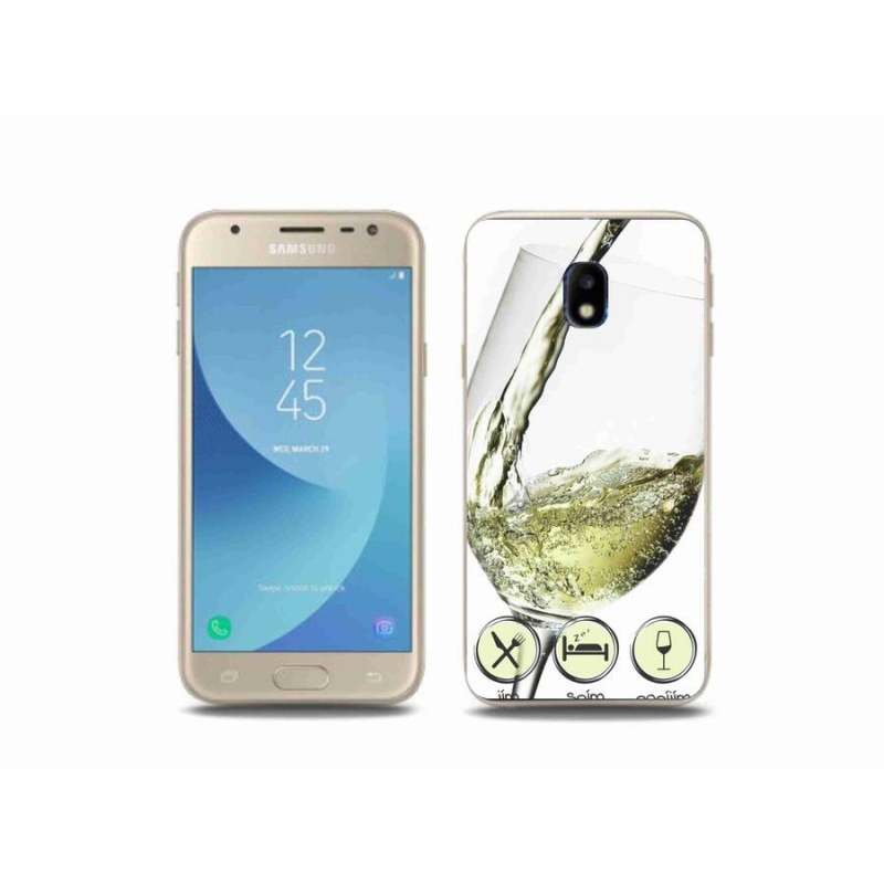 Gelový obal mmCase na mobil Samsung Galaxy J3 (2017) - sklenička vína bílé