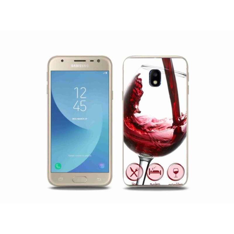 Gelový obal mmCase na mobil Samsung Galaxy J3 (2017) - sklenička vína červené