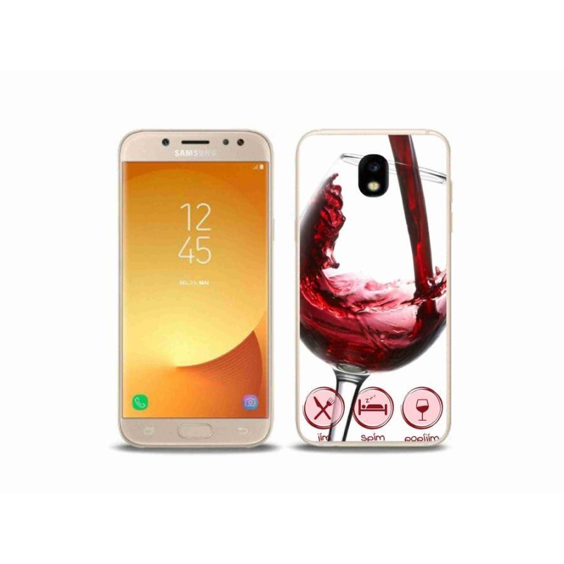 Gelový obal mmCase na mobil Samsung Galaxy J5 (2017) - sklenička vína červené