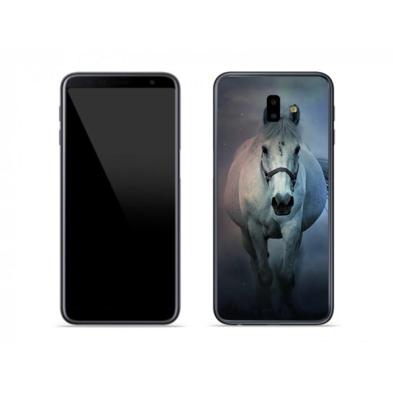 Gelový obal mmCase na mobil Samsung Galaxy J6 Plus - běžící bílý kůň