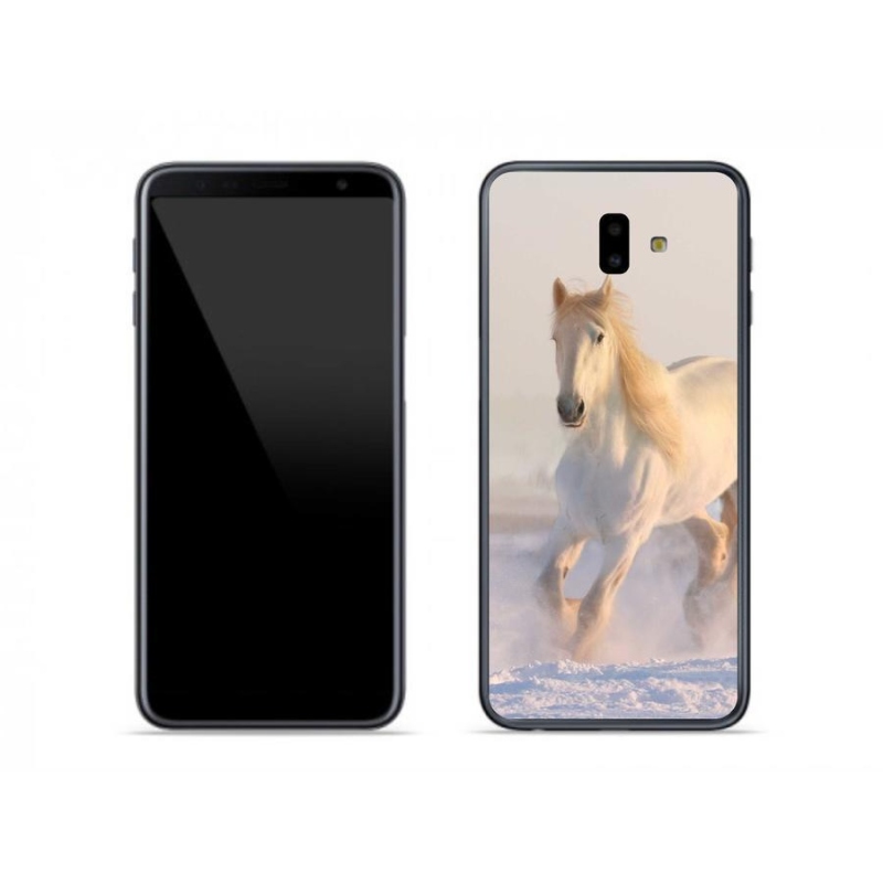 Gelový obal mmCase na mobil Samsung Galaxy J6 Plus - kůň ve sněhu