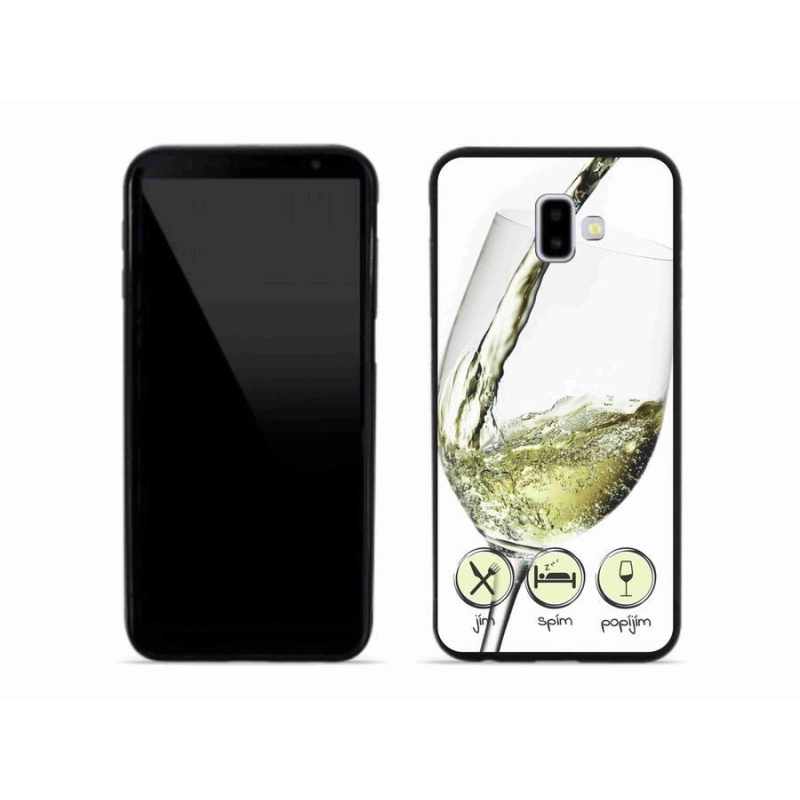 Gelový obal mmCase na mobil Samsung Galaxy J6 Plus - sklenička vína bílé