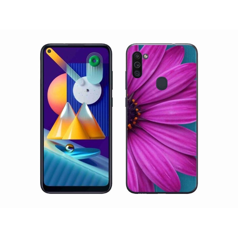 Gelový obal mmCase na mobil Samsung Galaxy M11 - fialová kopretina