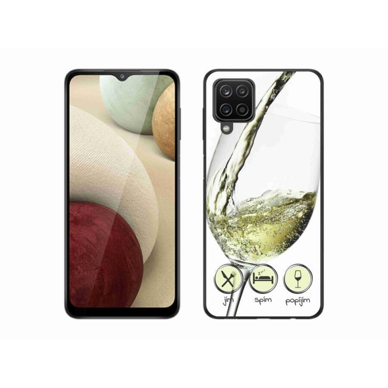 Gelový obal mmCase na mobil Samsung Galaxy M12 - sklenička vína bílé