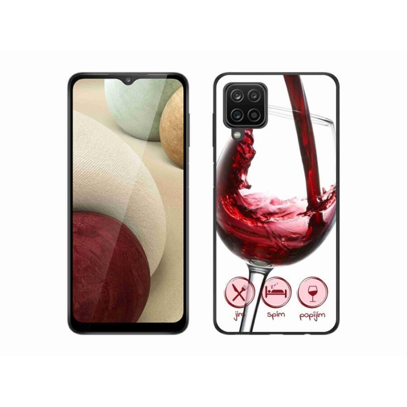 Gelový obal mmCase na mobil Samsung Galaxy M12 - sklenička vína červené