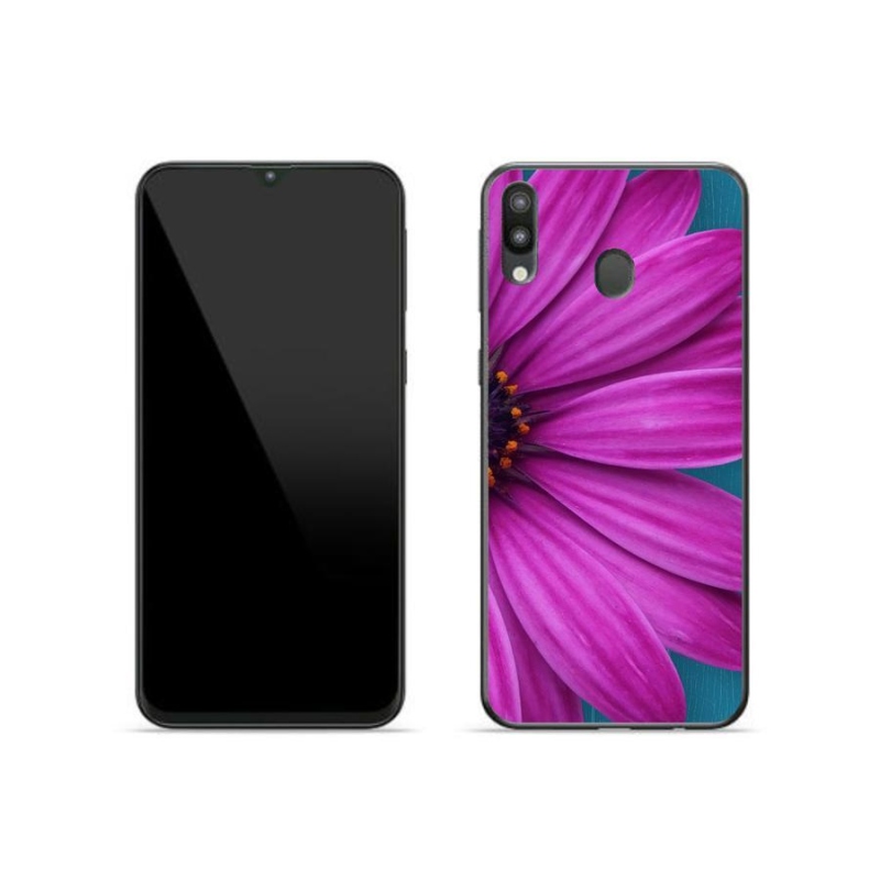 Gelový obal mmCase na mobil Samsung Galaxy M20 - fialová kopretina