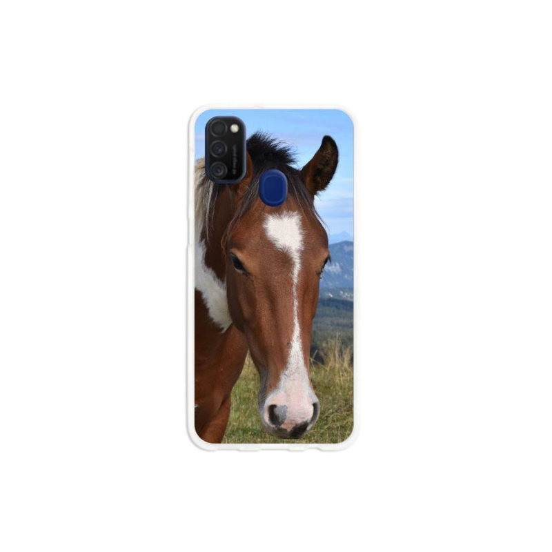 Gelový obal mmCase na mobil Samsung Galaxy M21 - hnědý kůň