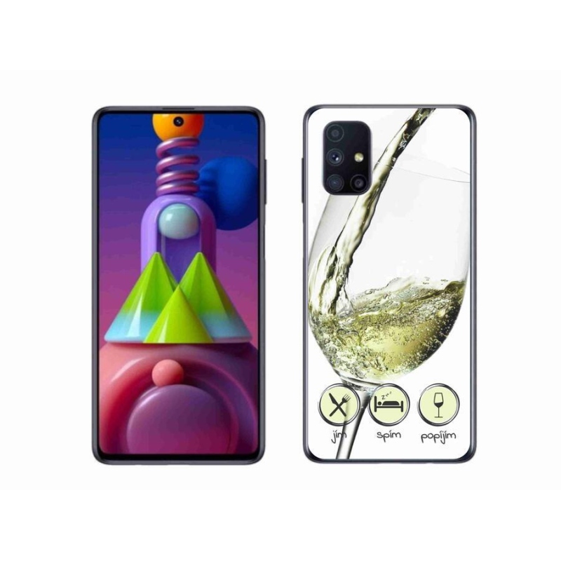 Gelový obal mmCase na mobil Samsung Galaxy M51 - sklenička vína bílé
